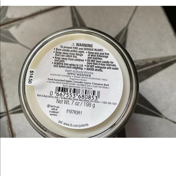 BATH & BODY WORKS LOT 0F 2~SINGLE WICK CANDLES APPLE WEATHER, PUMPKIN APPLE NEW - Picture 5 of 6